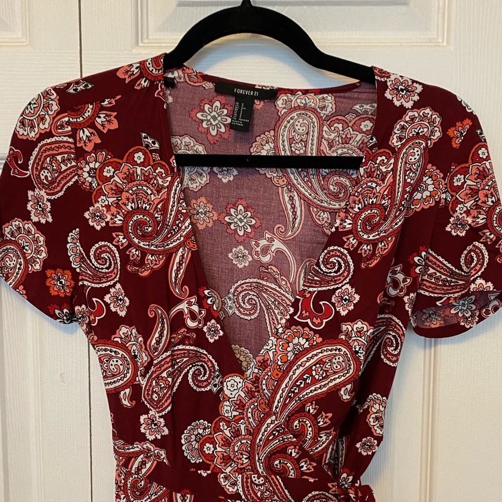 Paisley Maroon Wrap Dress